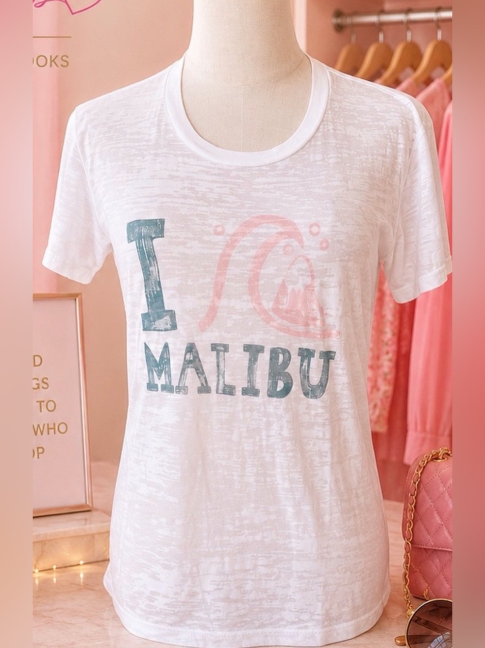 Quiksilver I ❤️Malibu Cream Graphic Tee Shirt Medium
